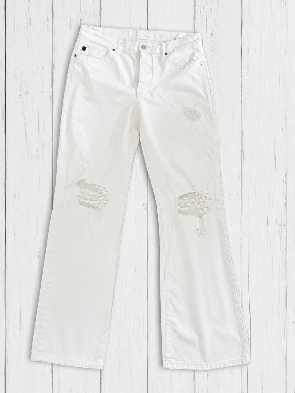 KanKan White Distressed Wide Leg Jeans | Boutique Coastal Denim